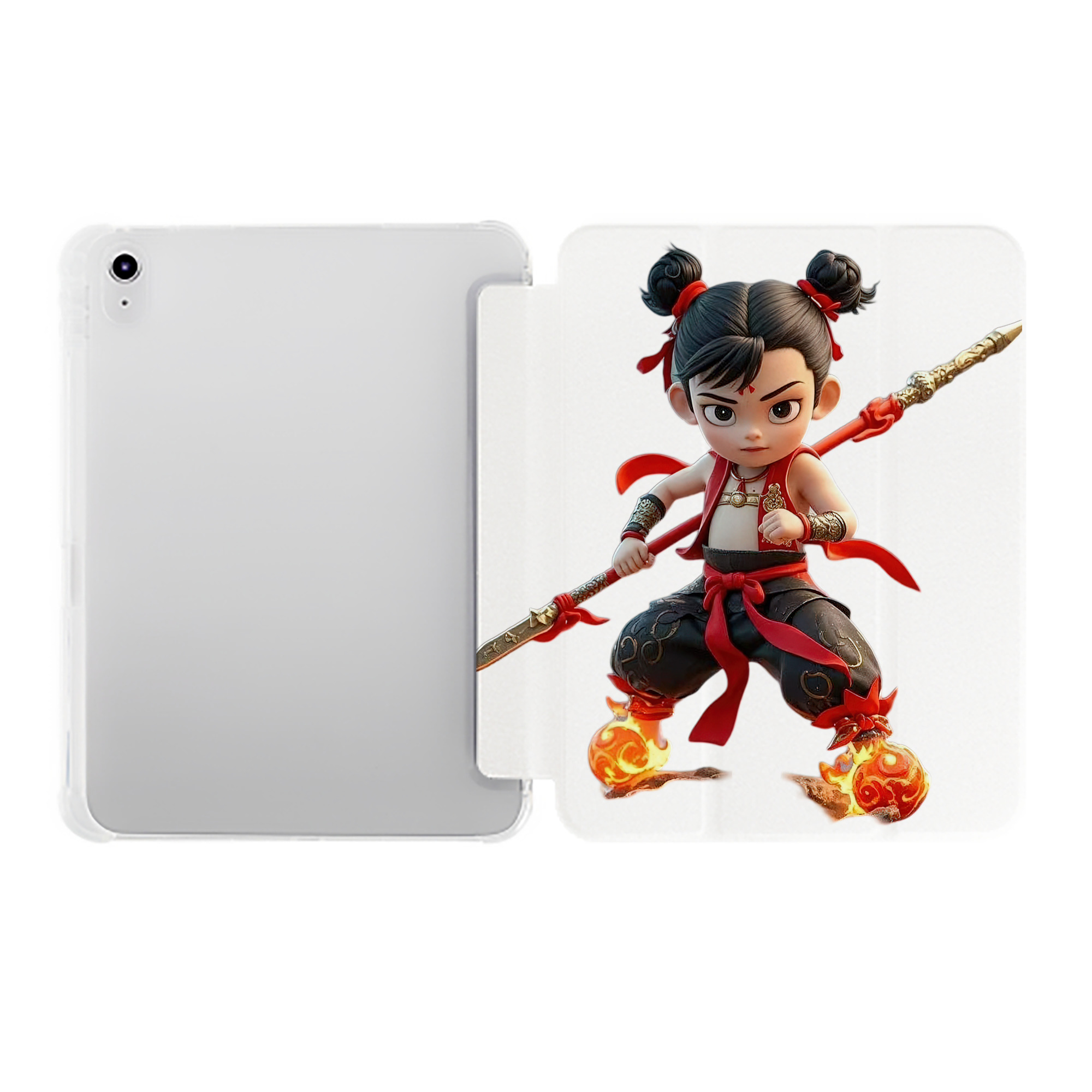 （画像用） Ne Zha 2 ナタ 魔童の大暴れ IPad ケース ペン収納付き 三つ折りスタンド PUレザー×シリコン 対応機種9.5/10.5/10.9インチ